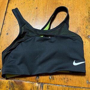 COPY - Nike sports bra black neon lime  breathable mesh cutout racerback size S